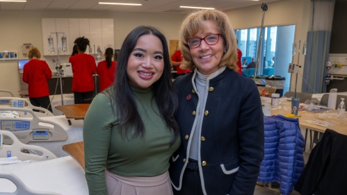 Rutgers School of Nursing–Camden student Neselle Nardo, left, with Dean Donna M. Nickitas