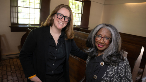 (l. to r.) Historian Kristin O’Brassill-Kulfan and alumna Linda Caldwell Epps are co-chairing the state's commemoration for the nation's 250th anniversary. Nick Romanenko/Rutgers University
