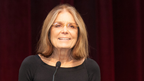 Gloria Steinem, shown delivering a lecture on the Rutgers–New Brunswick campus in February 2014, was a frequent guest on campus.