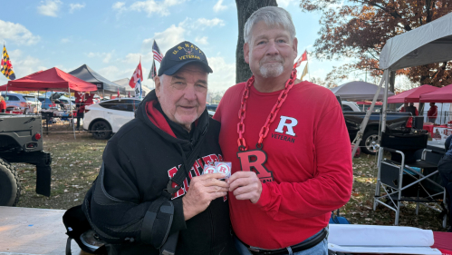 Dale Sipos, left, and Steve Flett at the 2025 VARU Rutgers football military appreciation game boardwalk. The 2026 military appreciation game is set for the November 14 game against the University of Nebraska.