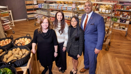 From left, Associate Dean Kerri Willson, students Lilly Sousa and Jodiefoss Ramos, and Assistant Dean Phillip Smith. Photos by Jonathan Kolbe.