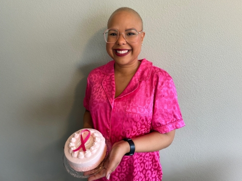 Victoria Ramirez SPAA’15, SPAA’17 celebrating being cancer free in January 2024.