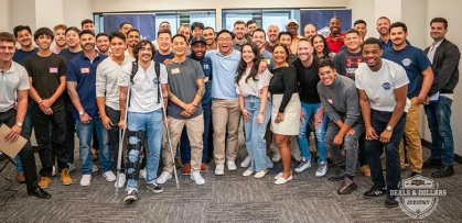 David Choi, center, with participants of his Deals & Dollars weekend bootcamp.