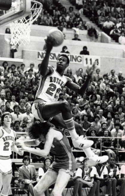 James Bailey playing for the Scarlet Knights at what is now Jersey Mike's Arena. Rutgers University Athletics