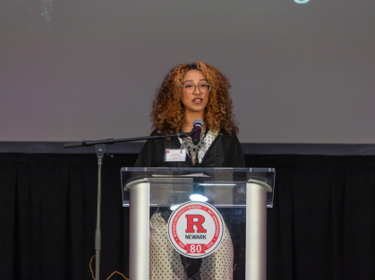 Graduate Rhiana Young reads a poem she composed for the STAR Night gala. PHOTO CREDIT: Maxim Ryazansky