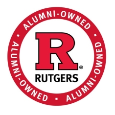 Logo stickers are available for Rutgers alumni-owned businesses.