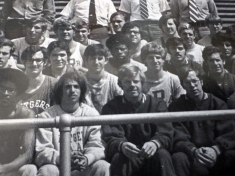 Moran, front row center, and the track team at the old Rutgers Stadium, 1971