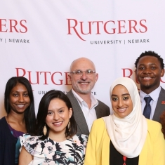 John Felicetti, center, on campus in 2019.