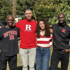 Left to right, Uchenna, Uzo, Ugo and Ukachi Arinzeh outside their father's home in Somerset. Photo by Allison Freeman.