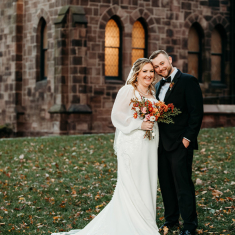 Burke and Peters enjoyed taking wedding photos outside the chapel.