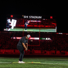 Two months after winning the 2025 Scottish Open, Gotterup hit a ball through the goal posts during the second quarter of the blackout football game against Iowa.