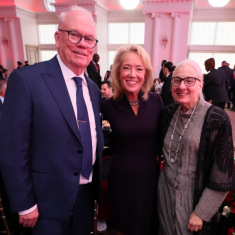 From left, Dougherty, Rutgers Board of Governors Chair Amy Towers, and Bachmann