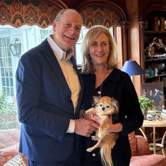 Howie and Ina Drew with their long-haired chihuahua Stella. Howie liked being around people which is why he decided to go to dental school. Photo by Allison Freeman.