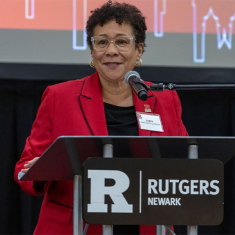Rutgers-Newark Chancellor Tonya Smith-Jackson tells donors and students that "scholarships are a cornerstone in academic success."