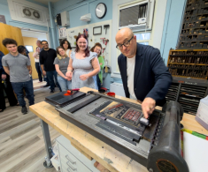 Markus preparing the Scarlet Letterpress for printing.