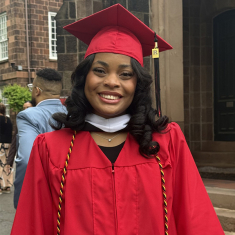 Je-Naya celebrates following the Class of 2026 Rutgers Future Scholar Convocation Ceremony at Kirkpatrick Chapel in New Brunswick.