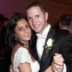 Larusso and Daniel Nathan at their wedding in 2009. The couple, who met at Rutgers, celebrated with family, friends, and Rutgers alumni.