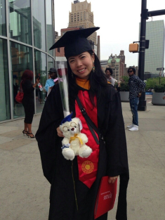 Huy at her Rutgers graduation for her master's degree in 2019
