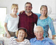 Jack Borrus, seated right, enjoyed spending time with his wife Adele, left, and children, above, left to right, Amy, David and Janet at their home in Long Beach Island in 2016.