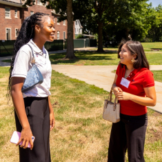 Juah Awlime, left, and Litzy Pinto are two incoming freshman in the Rutgers Evans Scholars program.