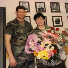 Steve and Dianna Flett in Germany in 1993 after her promotion to major.