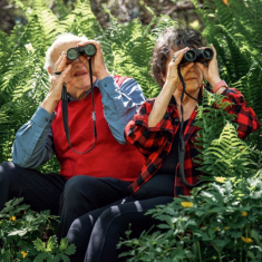 One of the many things Gochfeld and Burger share is the love of bird watching and study. Photo by  Chris Gurierrez. 